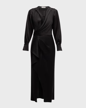 Talita Drape-Front Midi Dress