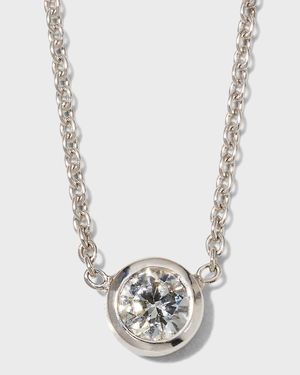 18K Gold Single Diamond Bezel Necklace