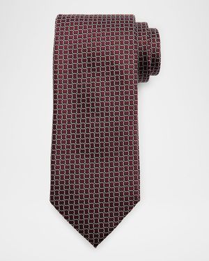 Men's Geometric Net Jacquard Silk Tie