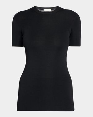 Jannat Classic Fitted Silk Knit Top