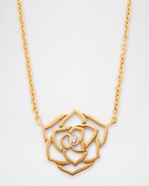 18K Rose Gold Rose Necklace with Diamond