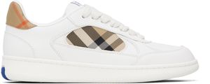 Burberry Baskets Terrace blanches en cuir à carreaux