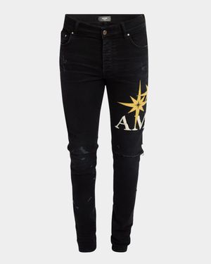 Men's Starburst Applique Skinny Jeans