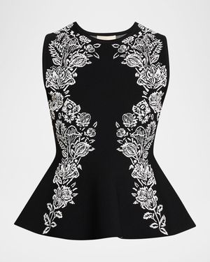 Vanna Jacquard Peplum Tank Top