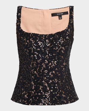 Bibi Sculpted Sequined Lace Top