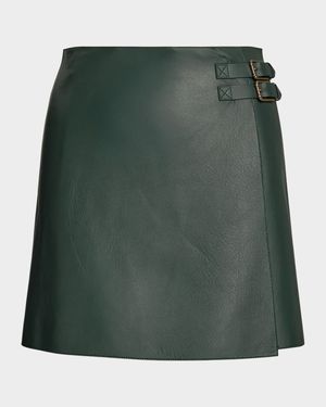 Kyler Belted Leather Skirt