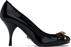 Versace Chaussures à talon 85 noires en cuir verni à boucle Opera