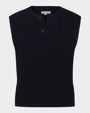Sleeveless Henley Shell