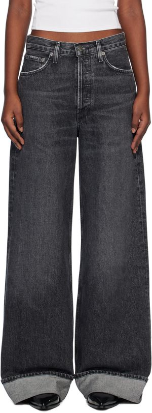 AGOLDE Gray Dame High Rise Wide Leg Jeans