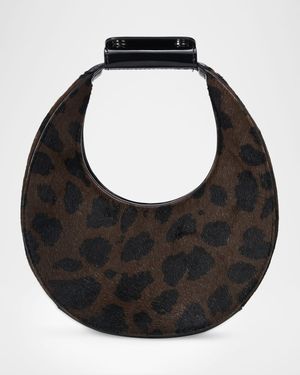 Goodnight Moon Leopard Calf Hair Crossbody Bag