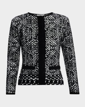 Karnak Crewneck Jacquard-Knit Cardigan