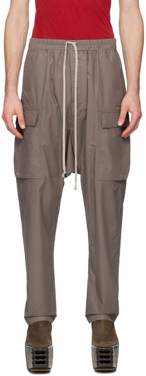 Rick Owens Gray Drawstring Cargo Pants