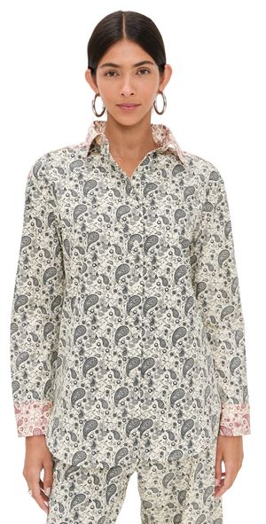 LE BOP Cecilia Paisley Button Down Black Paisley XXL
