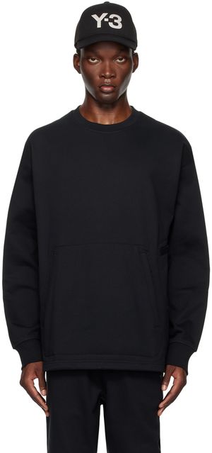 Y-3 Pull molletonné décontracté noir à col ras du cou
