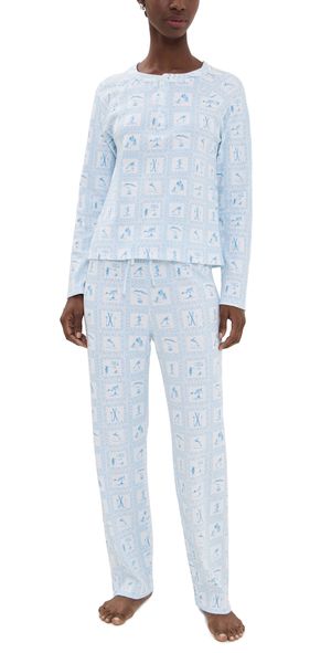 Hill House Home The Olivia Pant Pajama Set Blue Skiers Toile XS