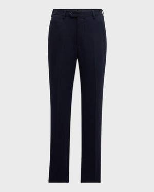 Men's Cannete Effect Flat-Front Trousers