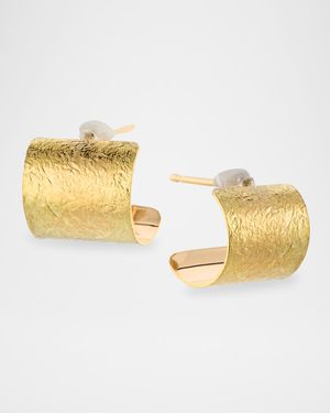 14K Yellow Gold Foil Huggie Earrings