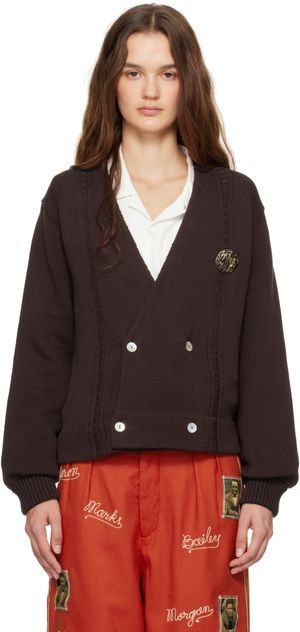 Bode Brown Double-Breasted Cardigan