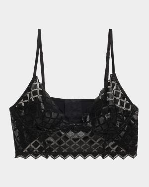 Lamine Diamond-Embroidered Longline Bra