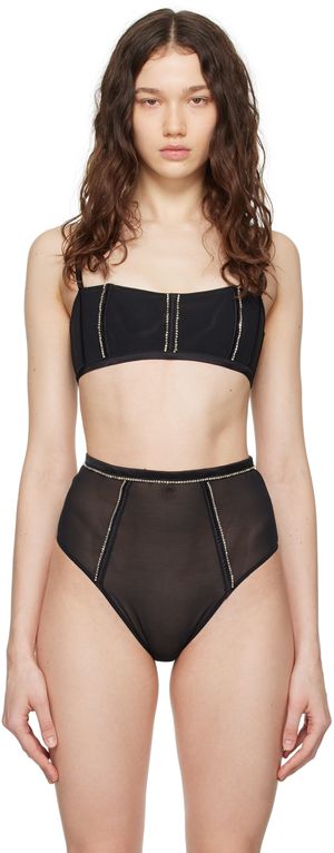 Fleur du Mal Soutien-gorge léger noir à pierres du Rhin