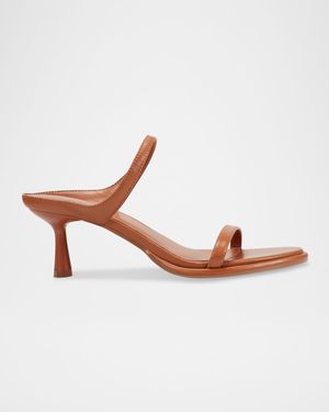Alonde Snake-Embossed Leather Slide Sandals