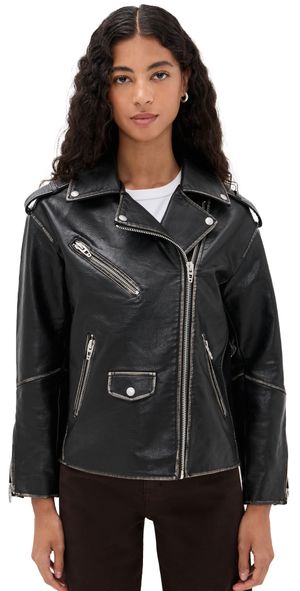 BLANKNYC In Between Faux Leather Jacket Black Combo XS