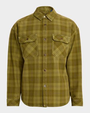 Men's Washed Denim Check Overshirt