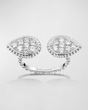 White Gold Serpent Boheme 2-Motif Small Diamond Ring, EU 50 / US 5.25