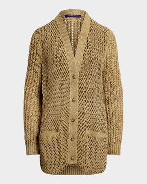 Hybrid Suede Silk-Linen Boyfriend Cardigan
