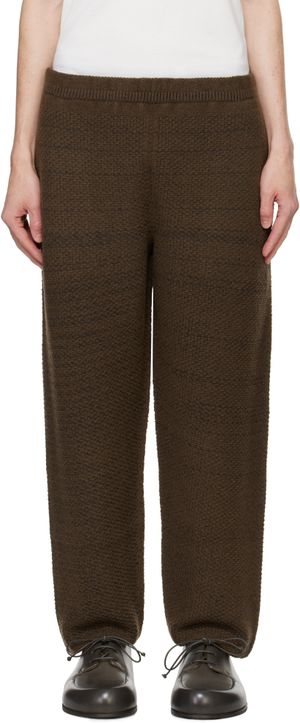 HOMME PLISSÉ ISSEY MIYAKE Brown Rustic Knit Sweatpants