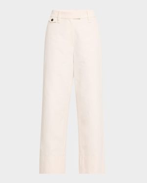 Cotton-Linen Wide-Leg Crop Chino Pants