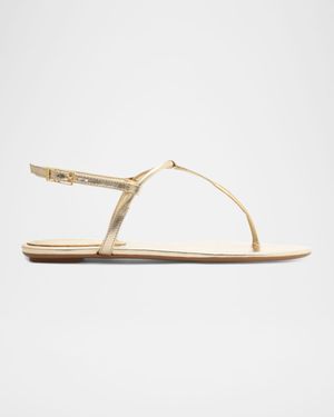 Elsha Metallic T-Strap Flat Sandals