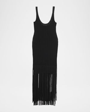 Lorelei Fringe-Trim Pointelle Midi Dress