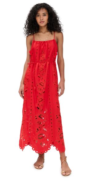 FARM Rio Red Flowers Richelieu Sleeveless Maxi Dress Red XL