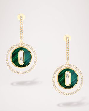 LUCKY MOVE 18K ROSE GOLD MALACHITE & DIAMOND EARRINGS