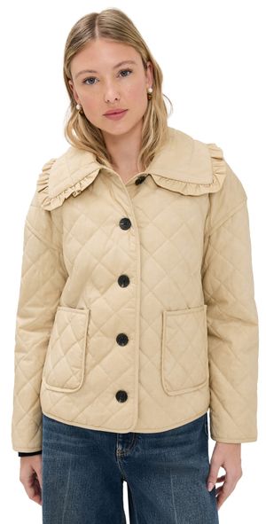 Avec Les Filles Ruffled Collar Quilted Jacket Sand XL