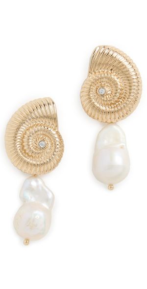 Ettika Nautilus Shell Freshwater Earrings Gold One Size
