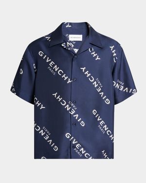 Men's Silk All-Over Logo Bowling Shirt