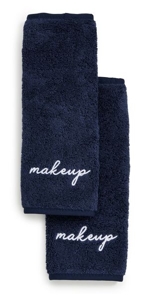 Weezie Makeup Towels 2 Pack Navy/White One Size