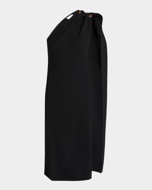 One-Shoulder Drape Slit Dress