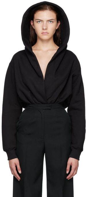 ALAÏA Justaucorps noir à capuche