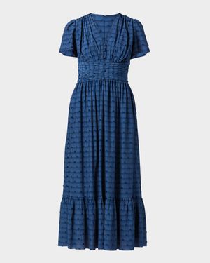 Ferrera Striped Flounce Empire Midi Dress