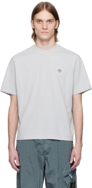 Stone Island Gray Combed Organic Cotton Jersey T-shirt
