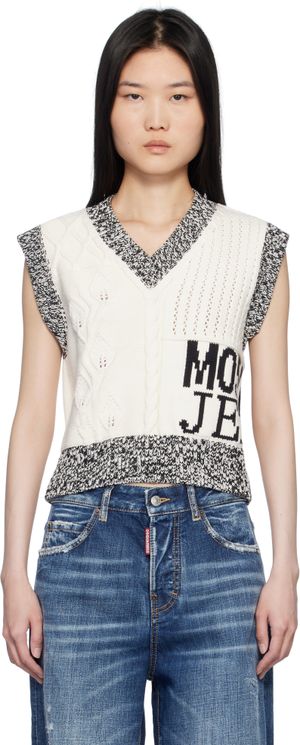 Moschino Jeans Off-White Urban Knit Vest