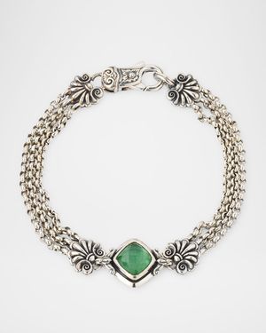 Ivy Rock Crystal, Aventurine and MOP Triplet Chain Bracelet