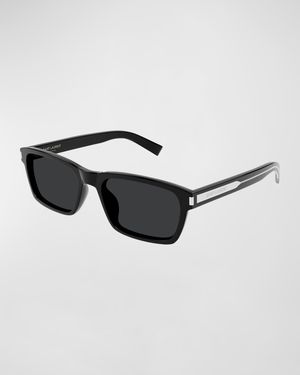 Men's Rectangle Acetate Sunglasses with Logo Detail