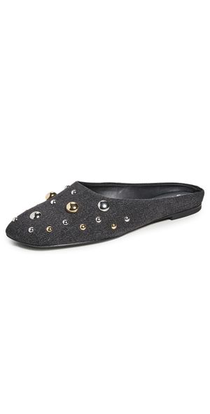 3.1 Phillip Lim ID Flat Mules with Dome Embellishments Black 38