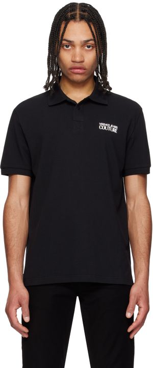 Versace Jeans Couture Black Piping Logo Polo