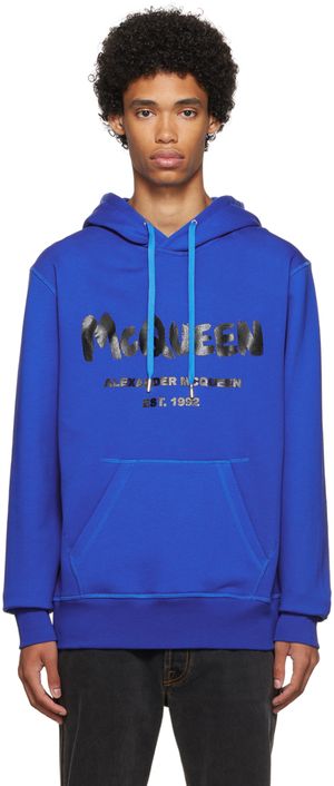 McQueen Blue Cotton Hoodie