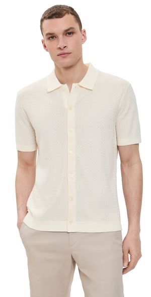 Theory Cairn Cotton Sweater Polo Eggshell M